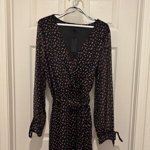 Kendall & Kylie Black Floral Long Sleeve Dress